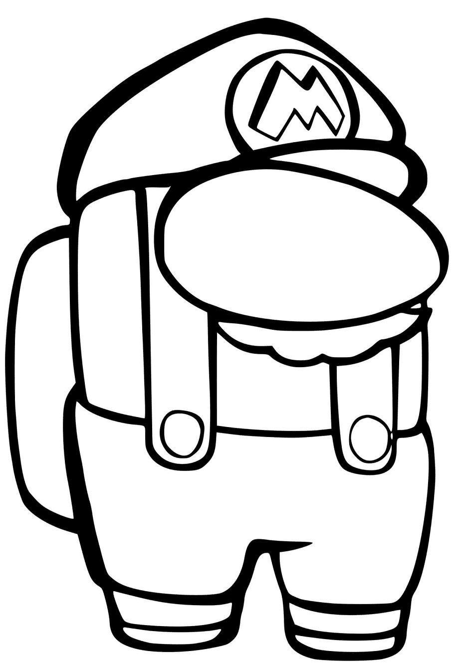 Coloriage Among Us Mario Imprimer