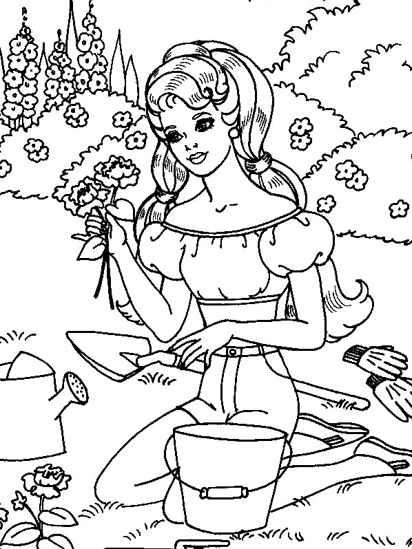Barbie fait du jardinage
