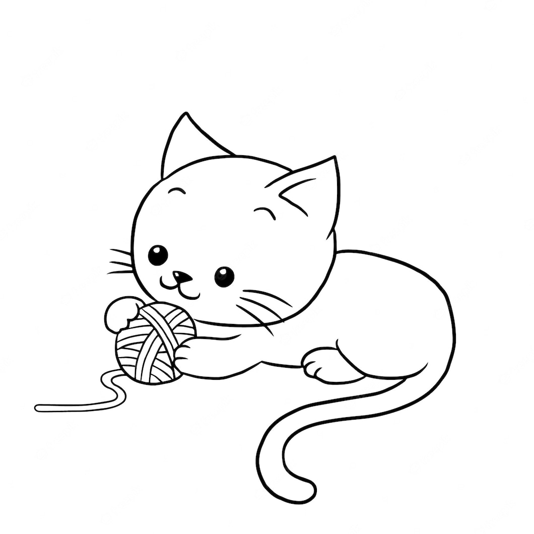 Chaton joue avec une pelote de laine