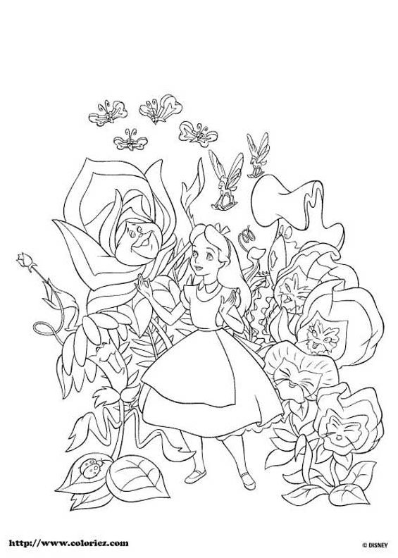 Alice au milieu des fleurs