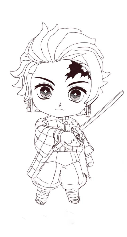 Coloriage Bébé Tanjiro 