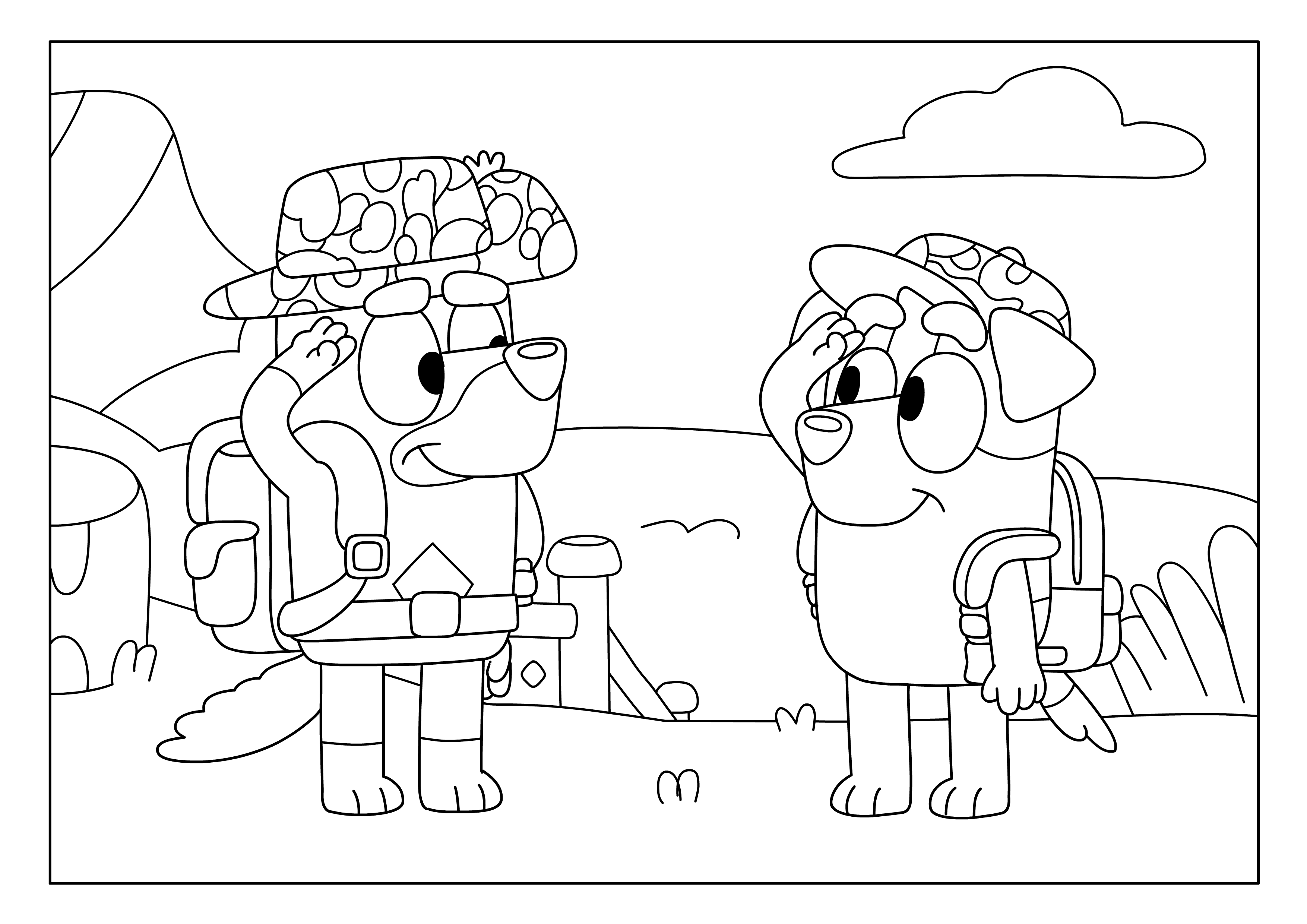 Coloriage Bluey à l'armée