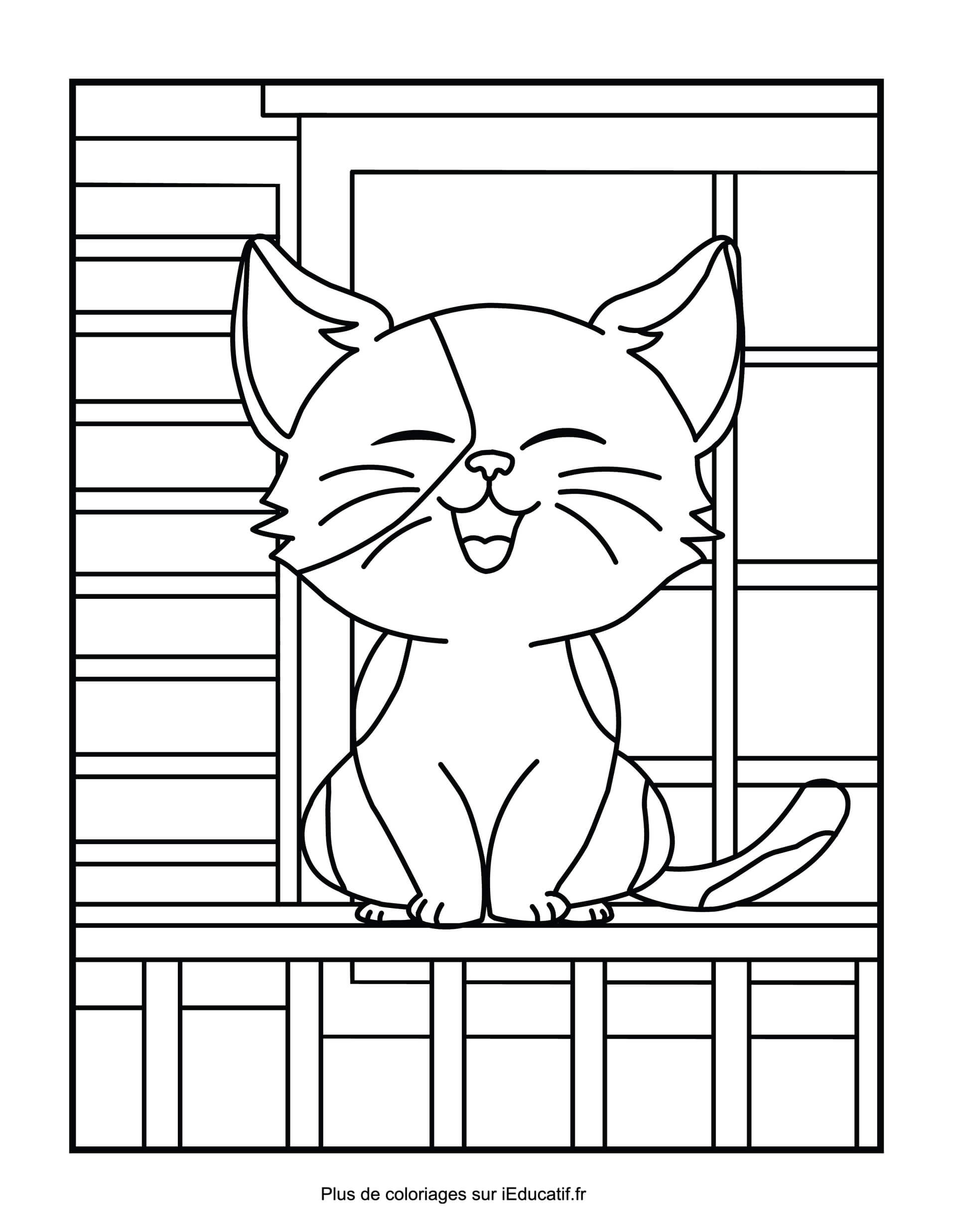 Coloriage chat moustachu