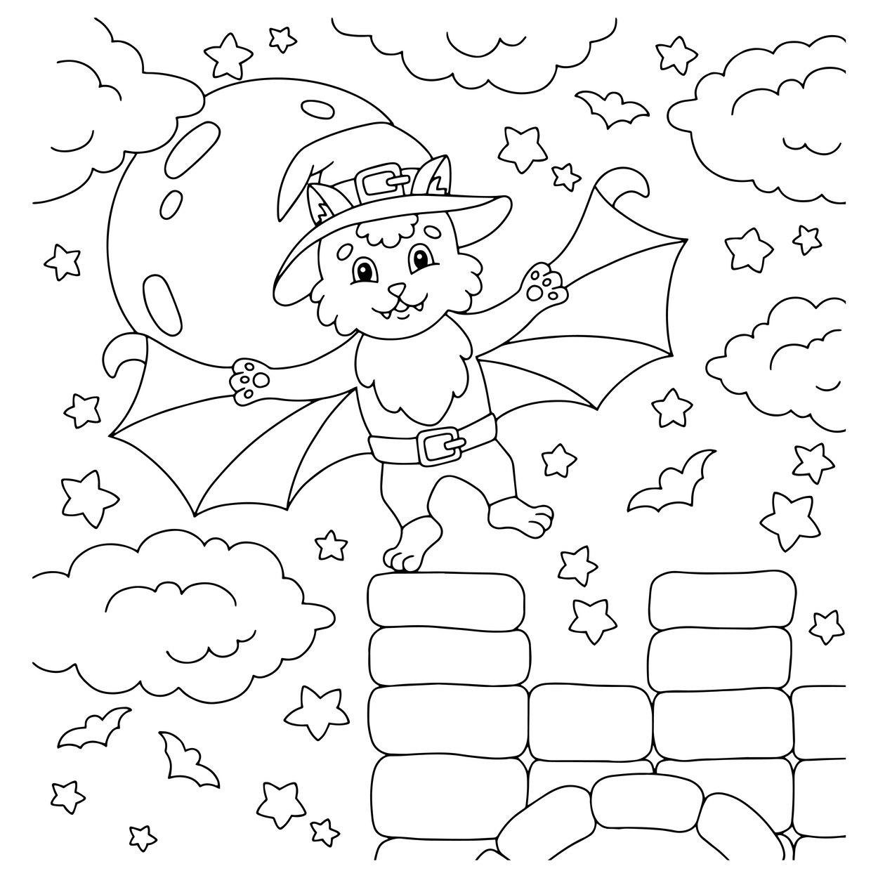 Coloriage chat vampire