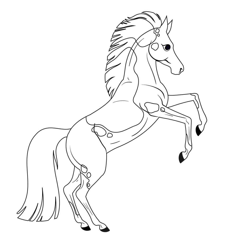 Coloriage grand Cheval sur ses pattes