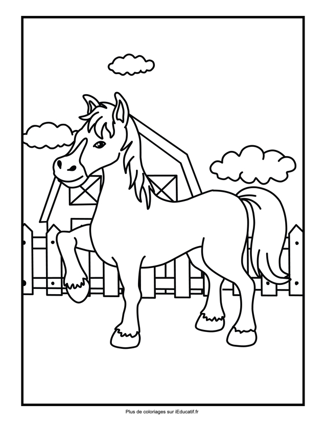 Coloriage Cheval qui lève ses pattes arrières