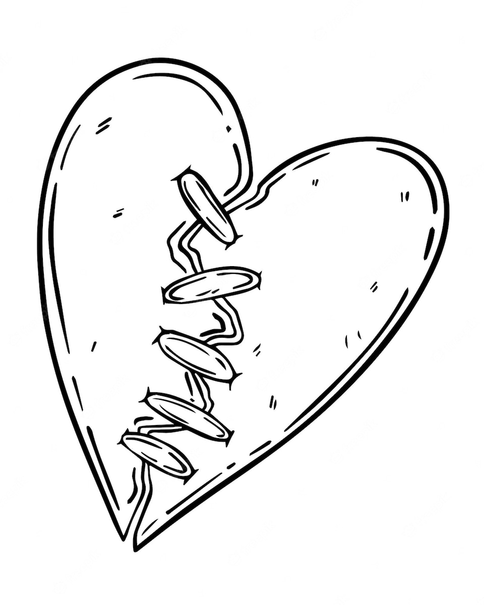 Coloriage coeur brisé