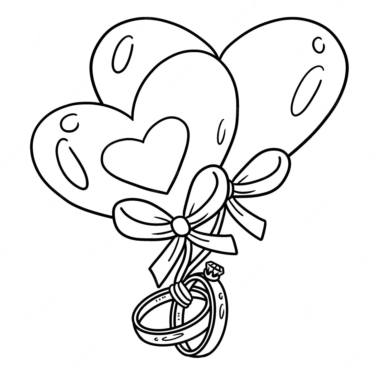 Coloriage coeurs attachés