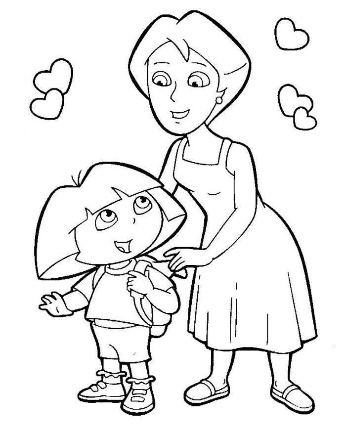 Coloriage Dora plein de coeurs