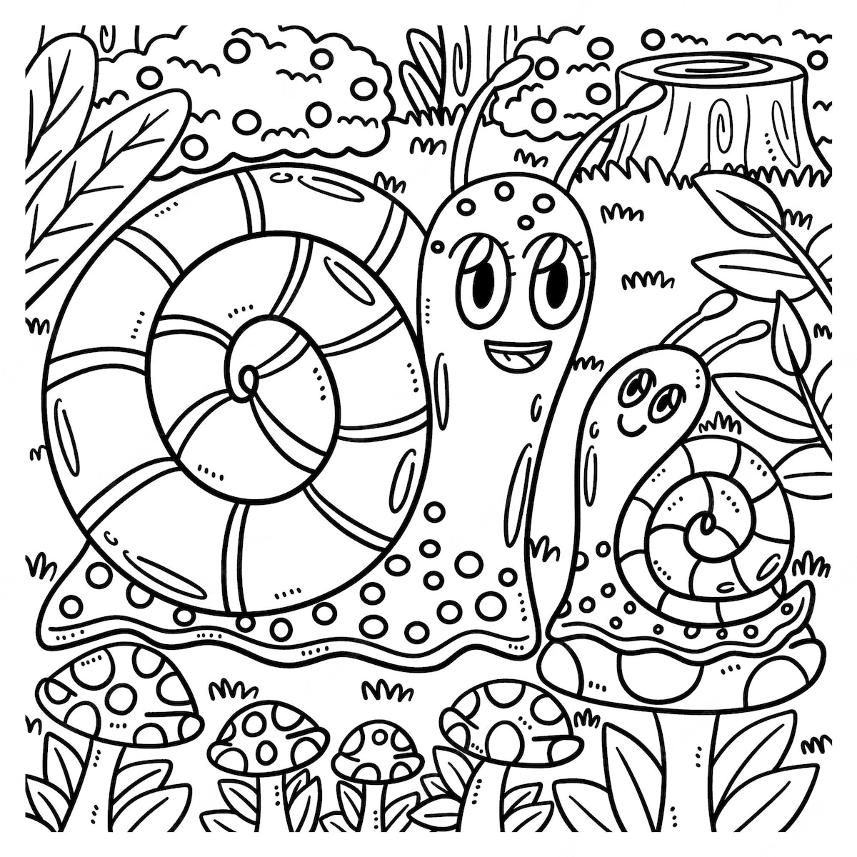 Coloriage escargot avec son bébé escargot