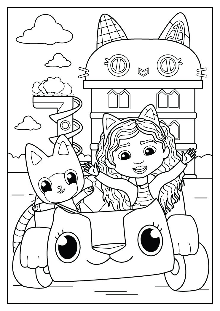 Coloriage Gabby Chat et la Dollhouse