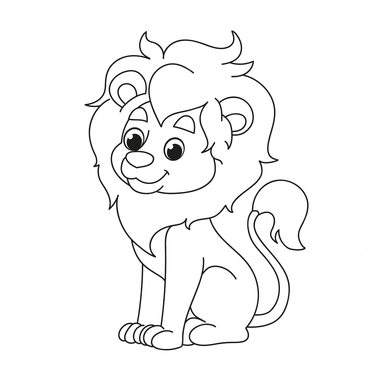 Coloriage jeune lion avec sa crinière