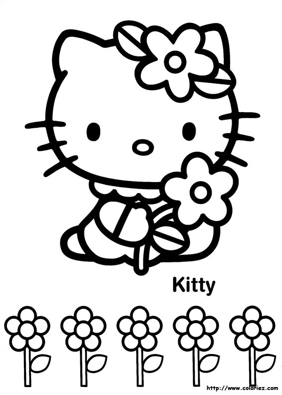 Hello Kitty cueille des fleurs