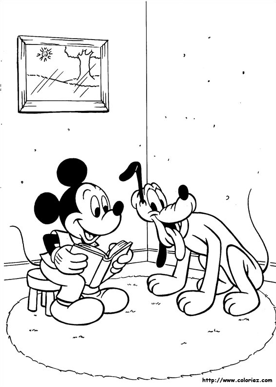 Mickey raconte une histoire à  Pluto