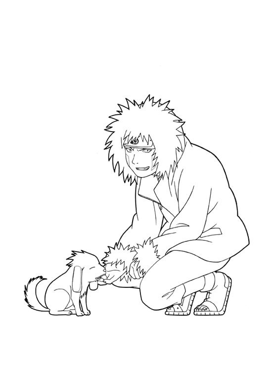 Coloriage Naruto Kiba et son chien