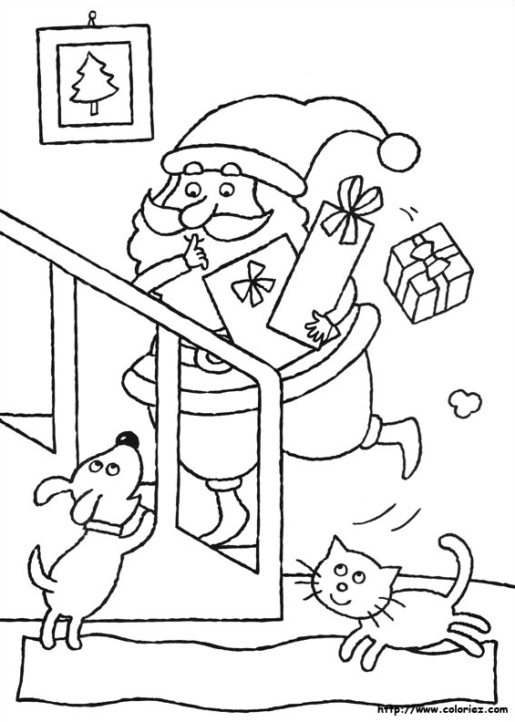 Père Noël dans les escaliers