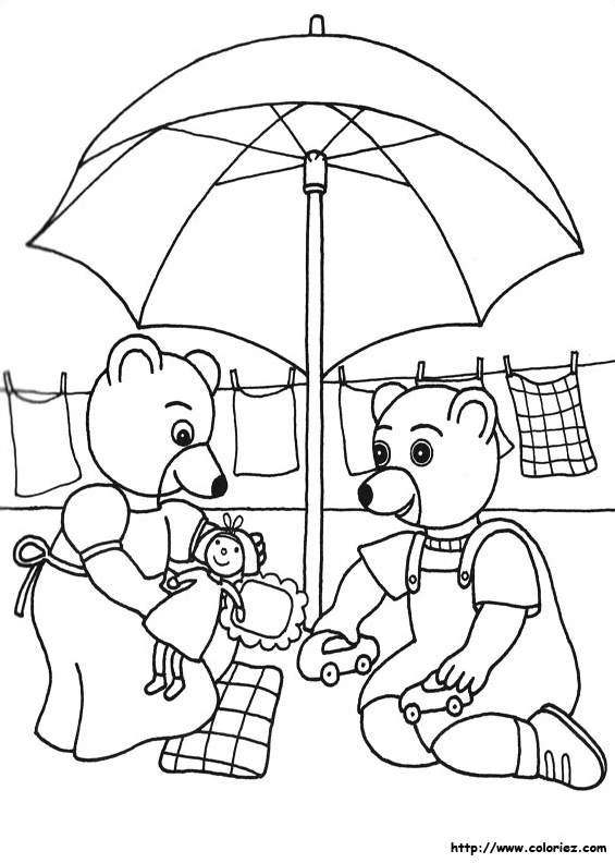 Petit ours brun joue avec sa soeur