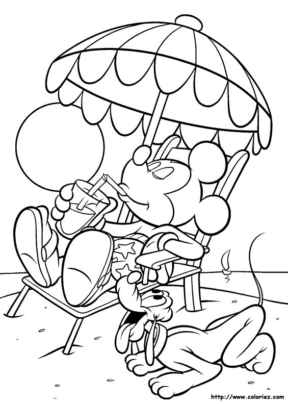 Pluto et Mickey à  la plage