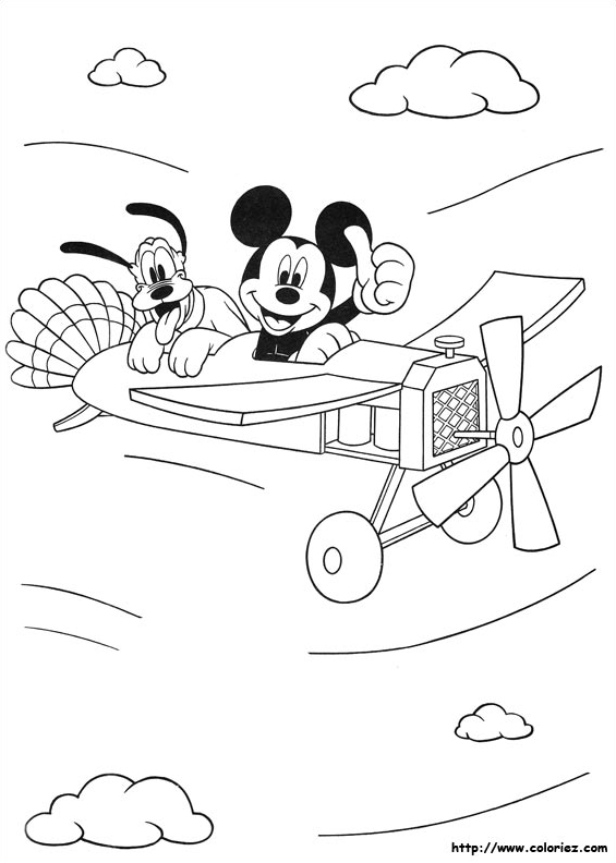 Pluto et Mickey en avion