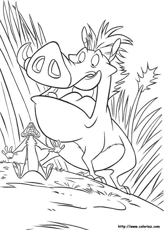 Rencontre entre Timon et Pumbaa