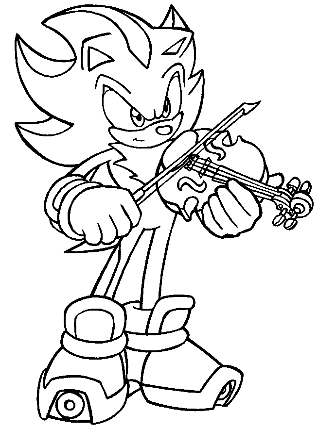 Coloriage Sonic joue du violon