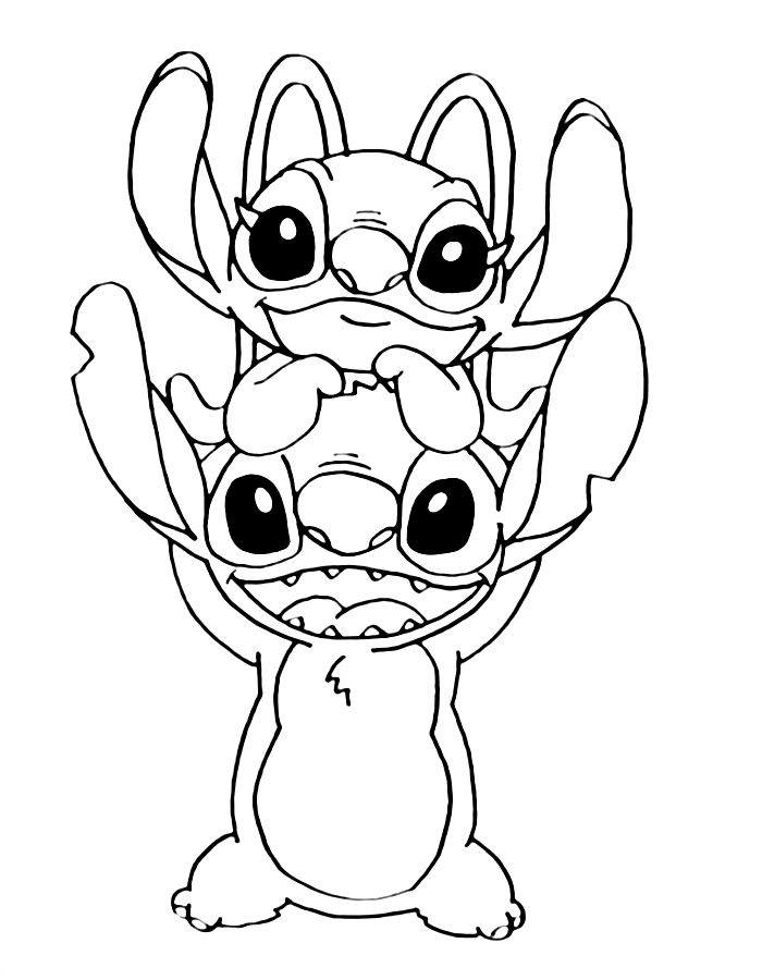 Coloriage Stich et Angel