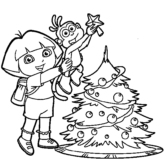 Dora et Babouche décorent le sapin de noël