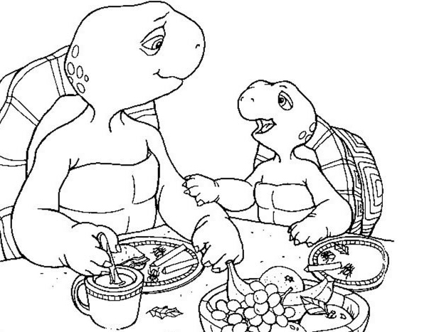 Franklin mange avec sa maman