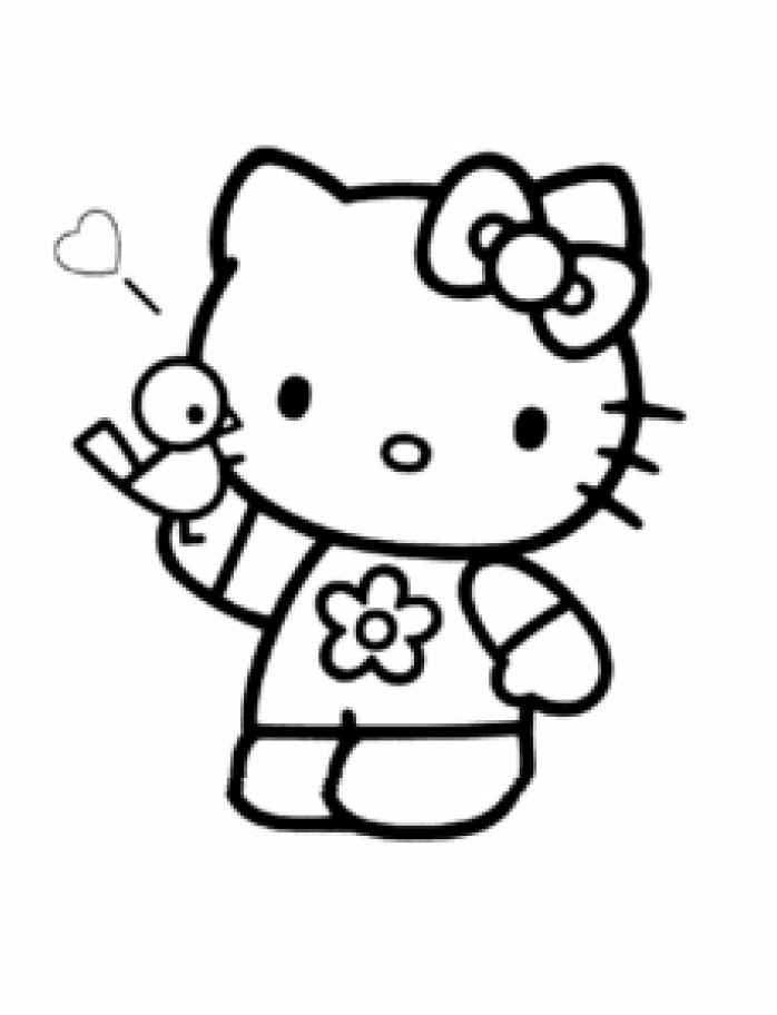 Hello Kitty avec un oiseau sur la main