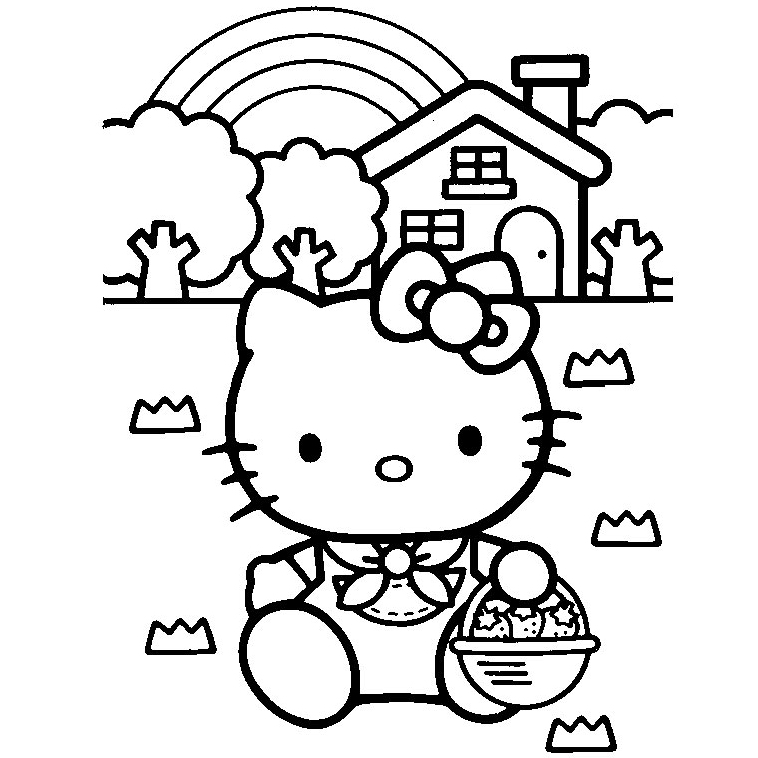Hello Kitty ramasse des oeufs de pâques