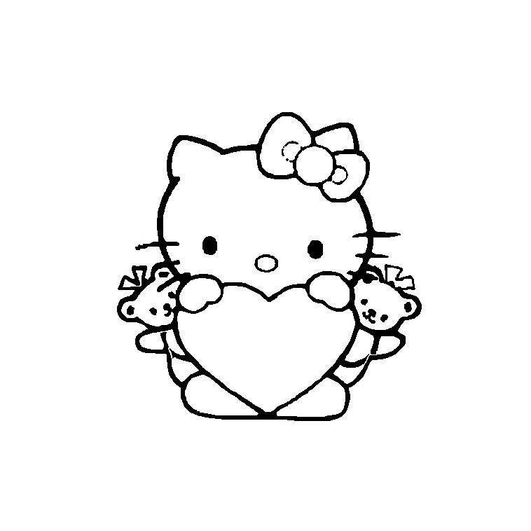 Hello Kitty tient un coeur dans ses mains