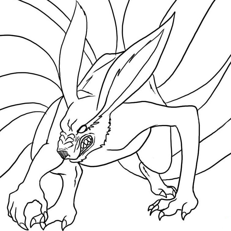 Coloriage Le démon renard à  9 queues