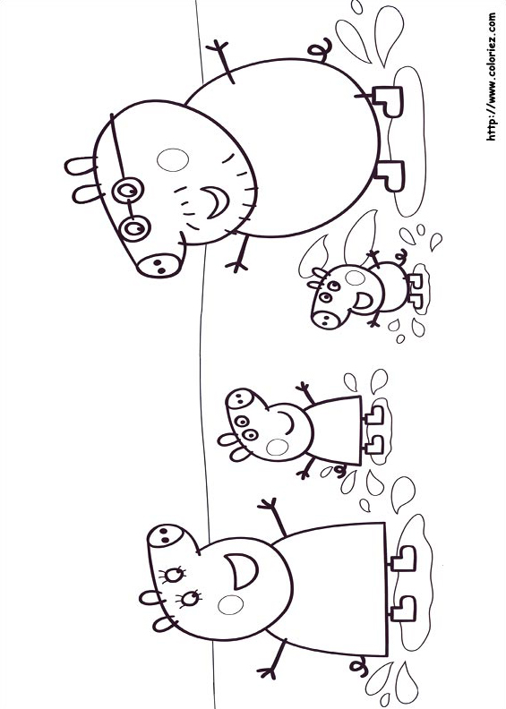 Coloriage Peppa Pig joue dans la boue