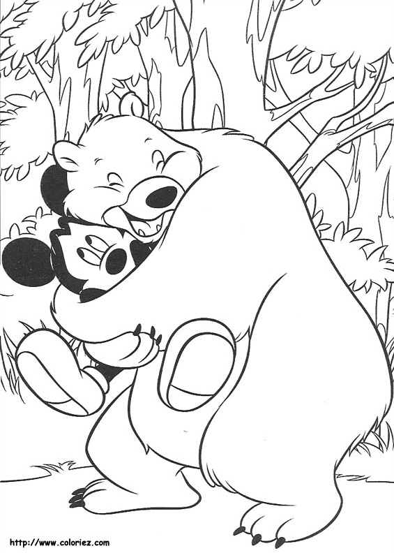 Coloriage Mickey  et l'ours