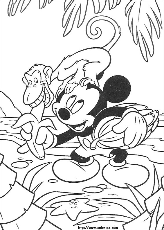 Coloriage Mickey et le singe