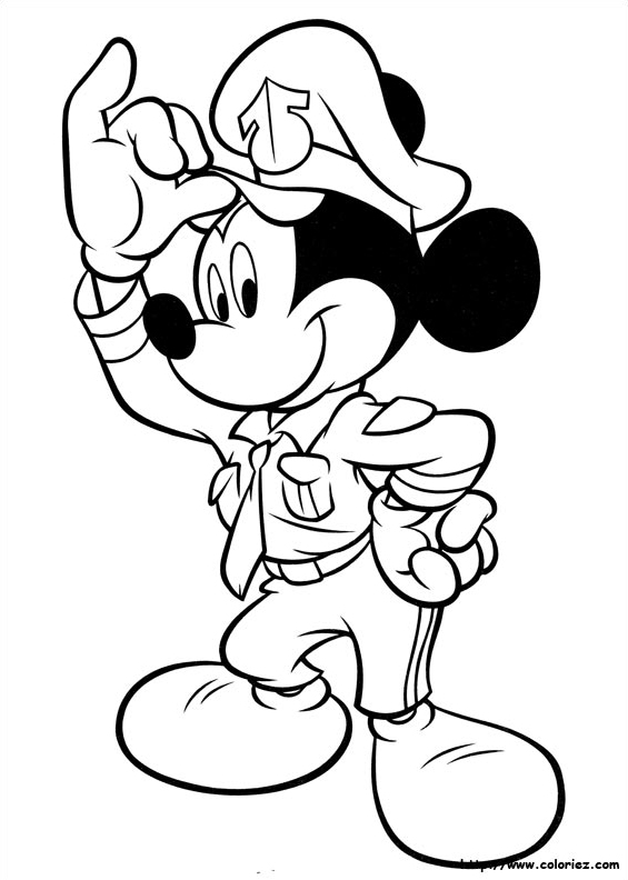 Coloriage Mickey officier de marine