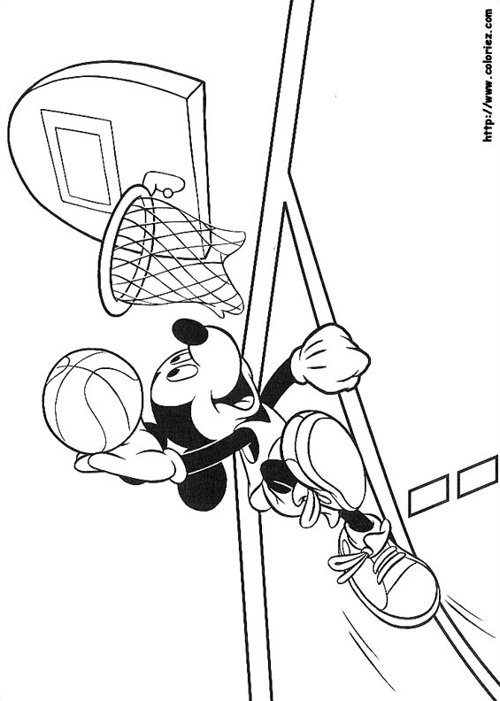 Coloriage Mickey seul face au panier