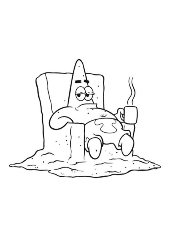 Patrick l'Etoile de mer boit du café