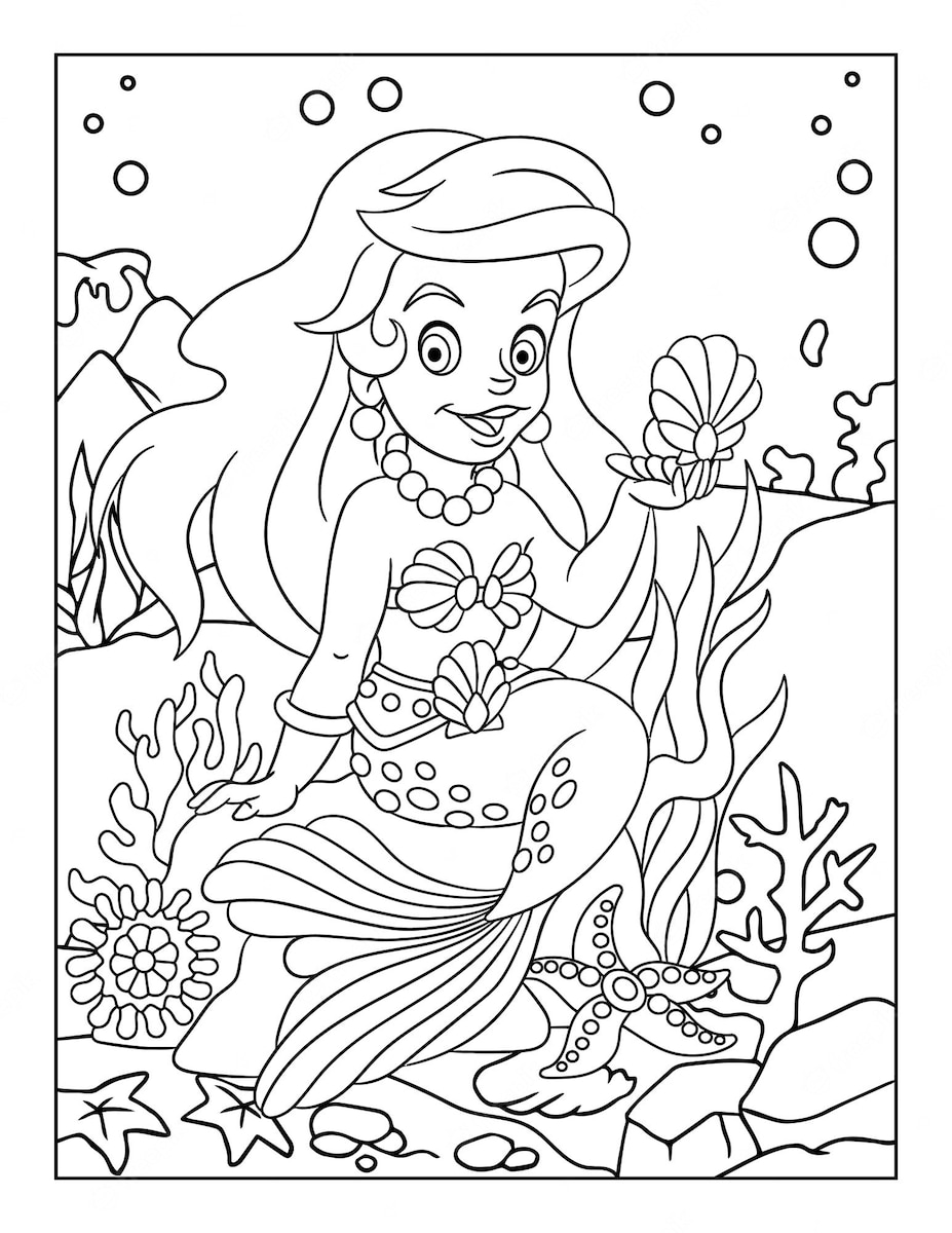 Sirène avec un coquillage