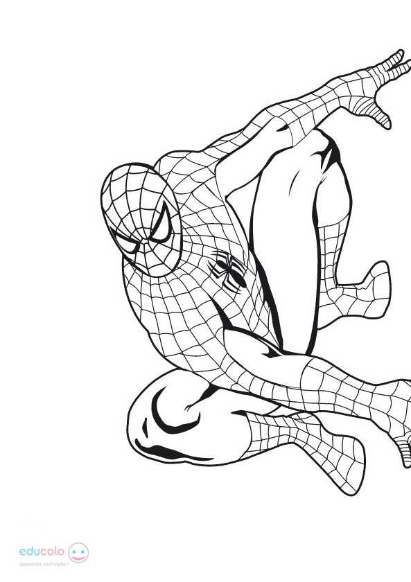 Coloriage Spiderman prêt à  sauter