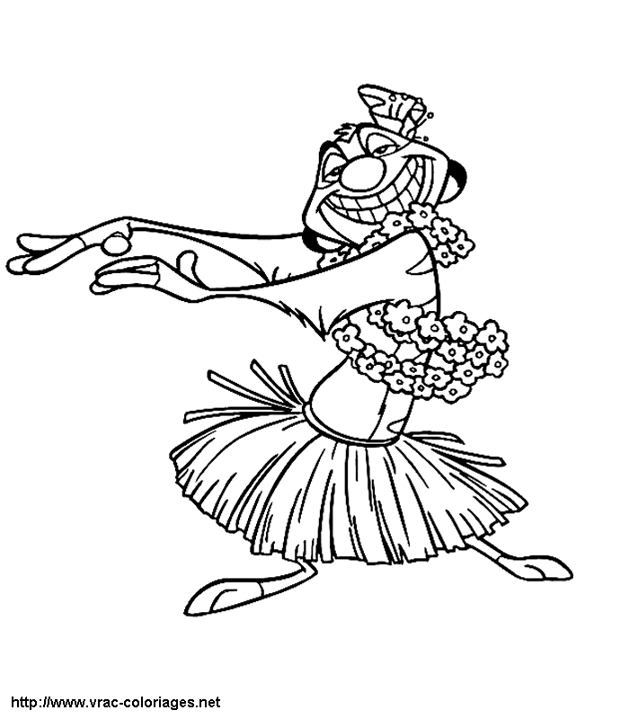 Timon déguisé en danseuse
